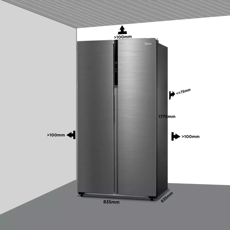 Midea MDRS619FIE46 šalimais pastatomas šaldytuvas 460 l