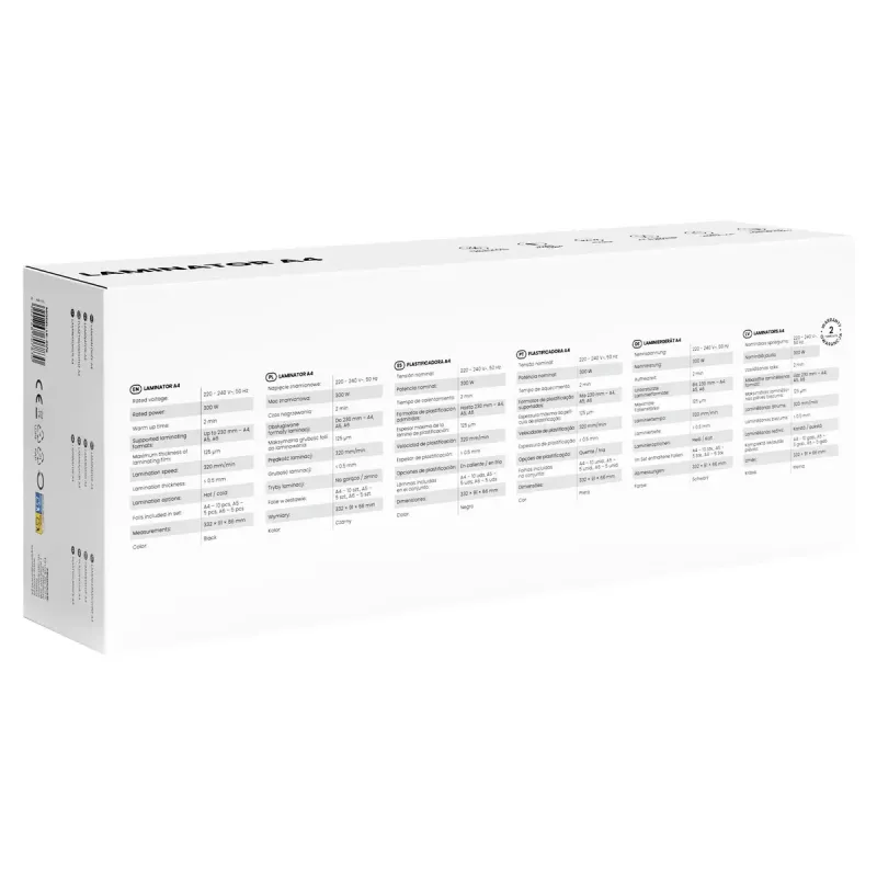 Šaltas/karštas laminatorius SAVIO LR-01/B — maks. laminavimo plotis 230 mm, 320 mm/min, 300 W, juodas