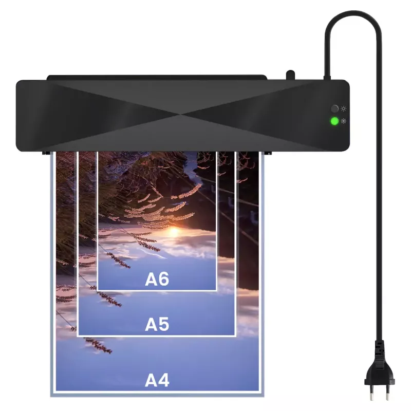 Šaltas/karštas laminatorius SAVIO LR-01/B — maks. laminavimo plotis 230 mm, 320 mm/min, 300 W, juodas