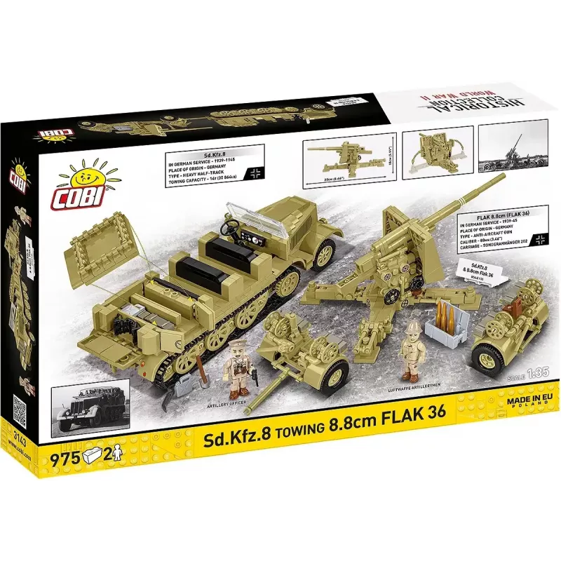 Cobi Blocks Sd.Kfz.8 su velkama 8,8 cm Flak 36 konstruktorius, 975 dalys