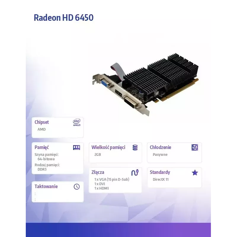 AFOX Radeon HD 6450 2GB DDR3 64 bitų DVI HDMI VGA Low Profile pasyvi vaizdo plokštė AF6450-2048D3L9-V2