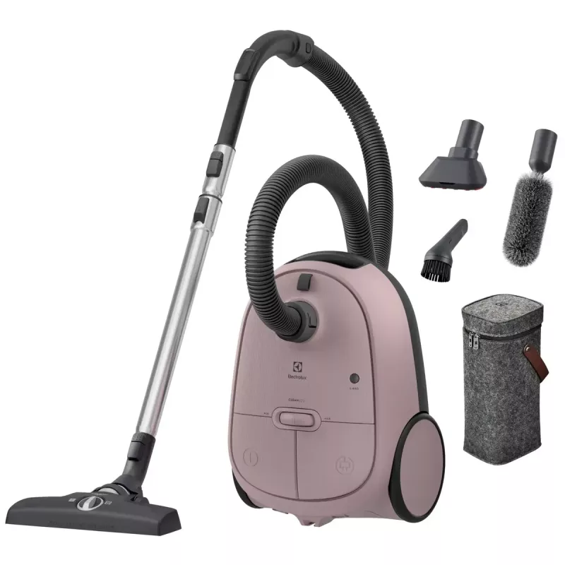 Cilindrinis dulkių siurblys Electrolux EB61CWPTD — 850 W, 3,5 L dulkių maišelis, sausas valymas, rožinis