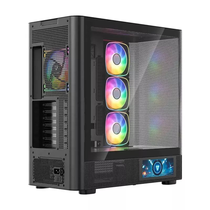 Kompiuterio korpusas MODECOM VOLCANO AQ400 ARGB MIDI juodas — MODECOM MC-A-AQ400-4FA-B