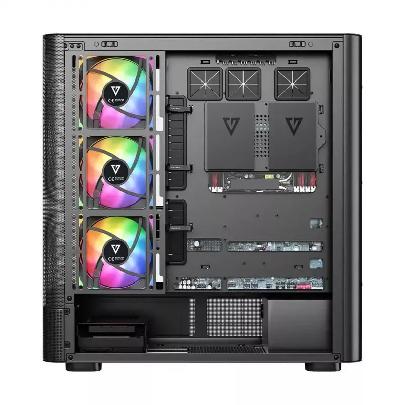 Kompiuterio korpusas MODECOM VOLCANO AQ400 ARGB MIDI juodas — MODECOM MC-A-AQ400-4FA-B