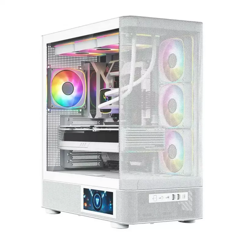 MODECOM VOLCANO AQ400 ARGB MIDI bokšto kompiuterio korpusas, baltas