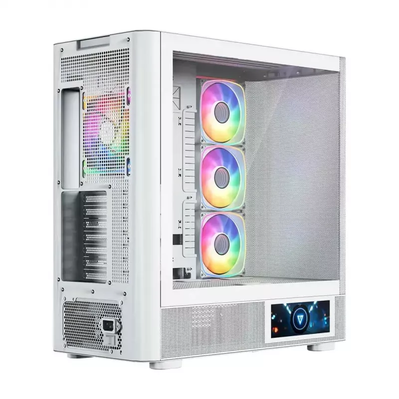 MODECOM VOLCANO AQ400 ARGB MIDI bokšto kompiuterio korpusas, baltas