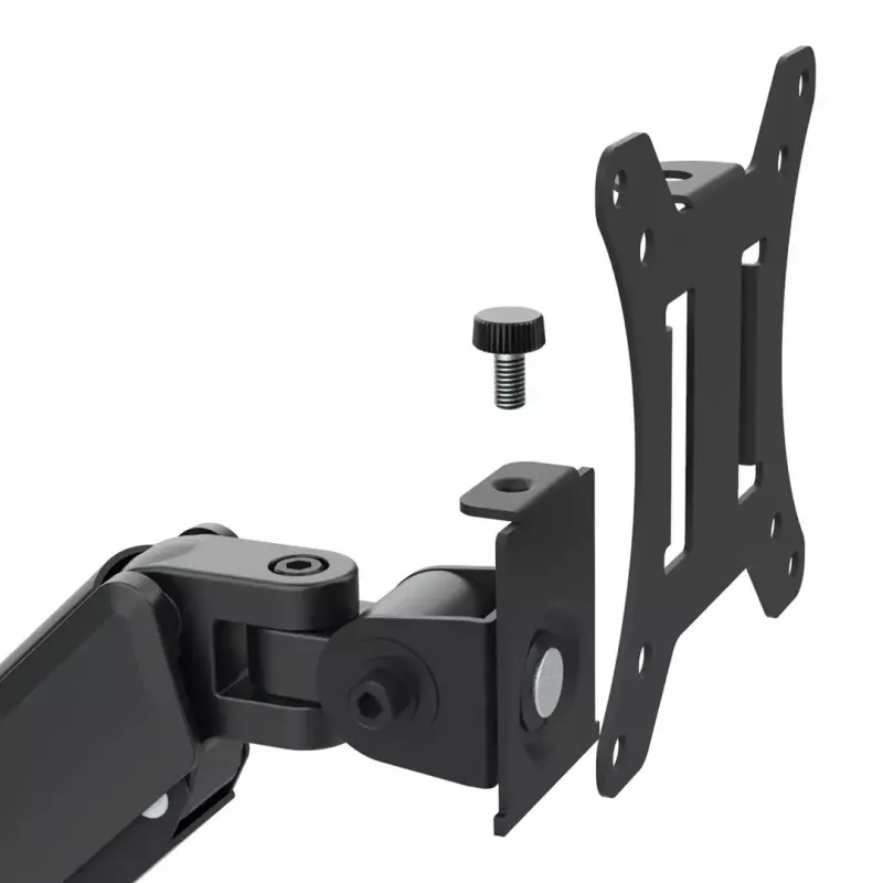 Monitoriaus laikiklis MACLEAN MC-137 — dujinis spyruoklinis mechanizmas, skirtas 3 monitoriams nuo 17 iki 27 colių, po 2–8 kg, juodas