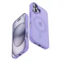 “Crong Hybrid Matte Magnetic” magnetinis MagSafe dėklas “iPhone 17” — permatomas levandų spalvos, PC+TPU
