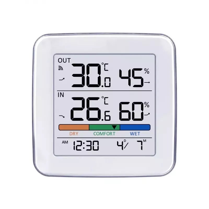 Belaidė meteorologinė stotelė GreenBlue GB169 – temperatūra ir drėgmė patalpoje bei lauke, laikrodis, žadintuvas, veikimo nuotolis iki 60 m, galimybė pasirinkti °C/°F