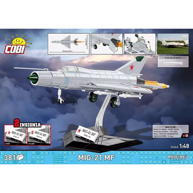 Konstrukciniai blokeliai Cobi Mig-21 MF, 381 blokelių rinkinys — statomas žaislo modelis