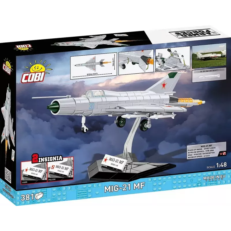 Konstrukciniai blokeliai Cobi Mig-21 MF, 381 blokelių rinkinys — statomas žaislo modelis