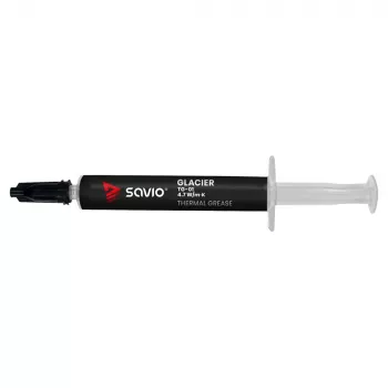 Termopasta SAVIO TG-01 2G — šilumos laidumas 4,7 W/m·K, 2 ml, pilka/juoda