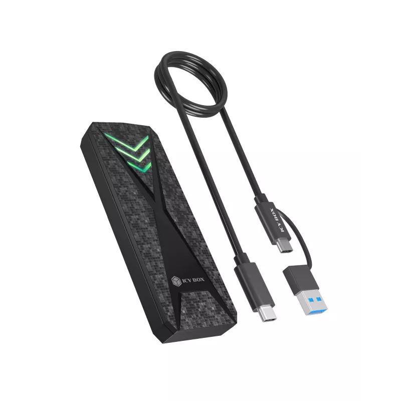 ICY BOX M.2 NVMe SSD korpusas su USB 3.2 Gen 2 Type-C ir RGB apšvietimu