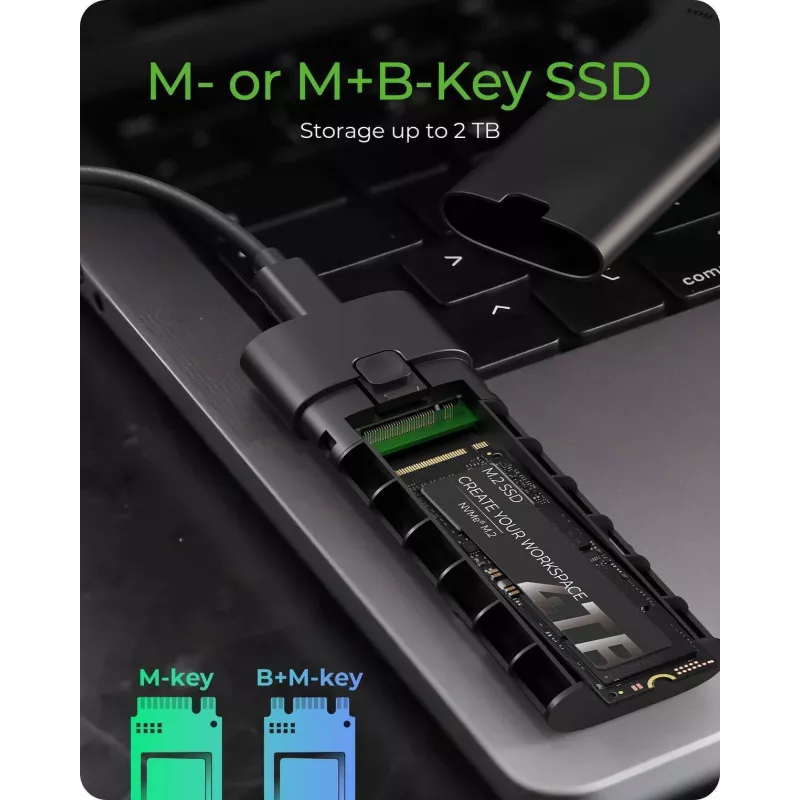 ICY BOX M.2 NVMe korpusas su USB 3.2 Gen 2 Type-C, SSD korpusas, M.2, PCI Express, 10 Gbit/s, Hot-swap, juodas