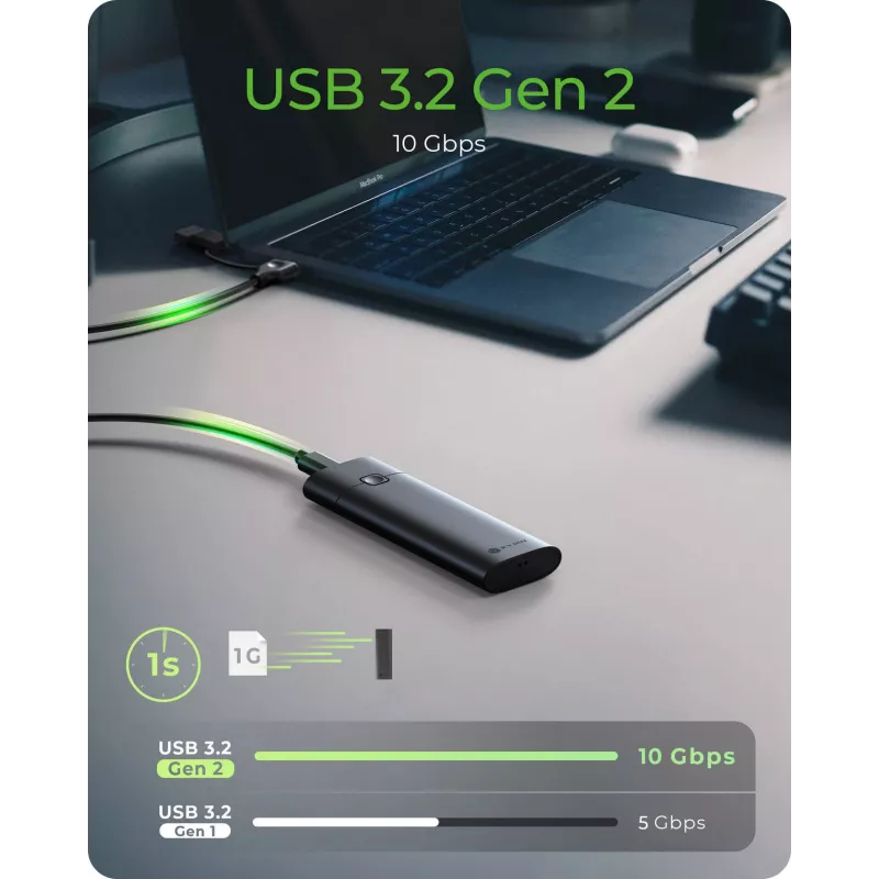 ICY BOX M.2 NVMe korpusas su USB 3.2 Gen 2 Type-C, SSD korpusas, M.2, PCI Express, 10 Gbit/s, Hot-swap, juodas