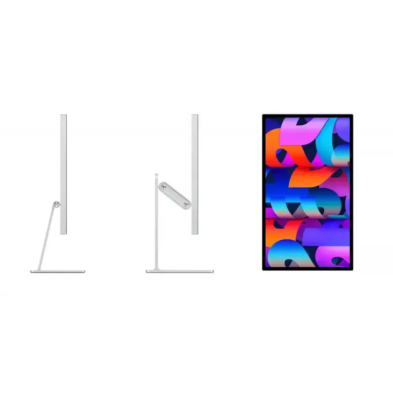 Monitorius Apple Studio Display 27 colių 5K Ultra HD LED — standartinis stiklas, reguliuojamo pasvirimo stovas, 5120×2880, įmontuoti garsiakalbiai, USB centras, sidabrinis