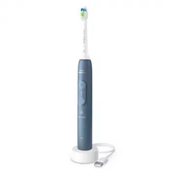 Įkraunamas garsinis dantų šepetėlis Philips 4100 HX4041/48 — įmontuota ličio jonų baterija, kasdienės ir dantenų priežiūros režimai, 1 rankena, 1 šepetėlio galvutė, mėlynas
