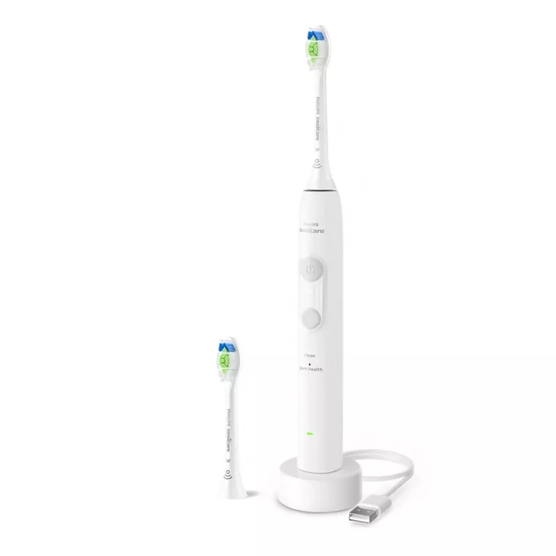 Įkraunamas garsinis dantų šepetėlis Philips 4100 serija HX4042/41 — įmontuota Ličio jonų baterija, 2 šepetėlių galvutės, Kasdienės priežiūros ir Dantenų priežiūros režimai