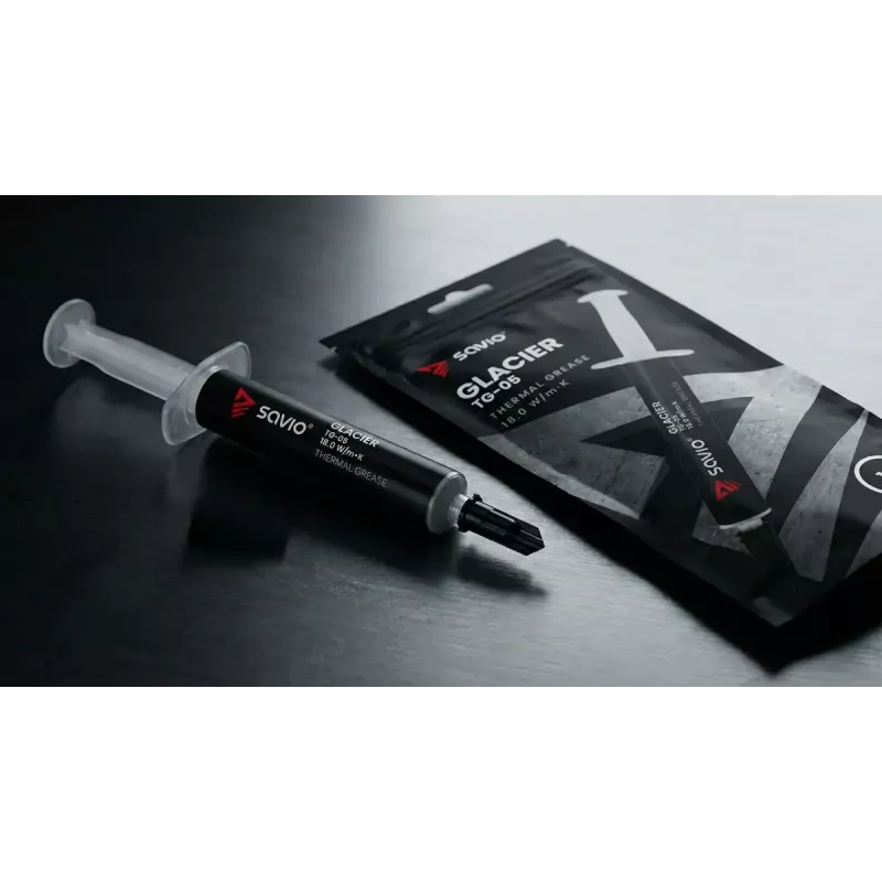 Termopasta SAVIO TG-05 2g — šilumos laidumas 18 W/m·K, 2 ml