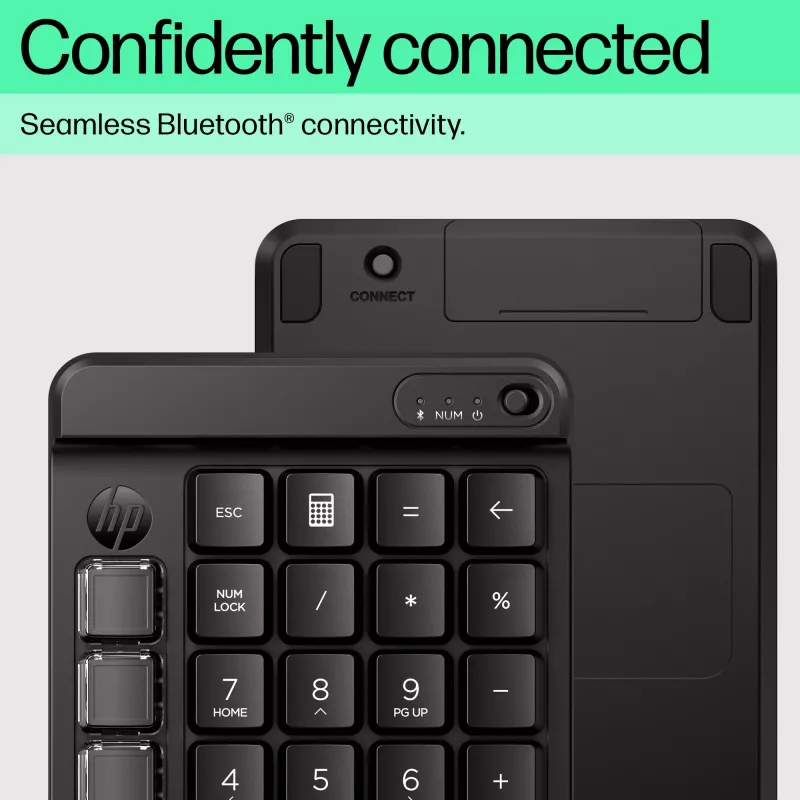 HP 430 Programmable Wireless Keypad, Wireless, Bluetooth, Mechanical, Black