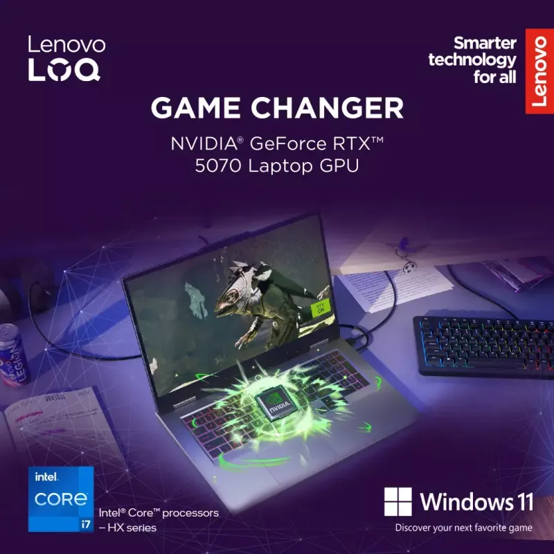 Nešiojamasis kompiuteris Lenovo LOQ 17IRX10 17,3 col. FHD IPS i7-13650HX 16GB DDR5 1TB SSD NVIDIA GeForce RTX 5060 8GB Windows 11 Home Luna Grey
