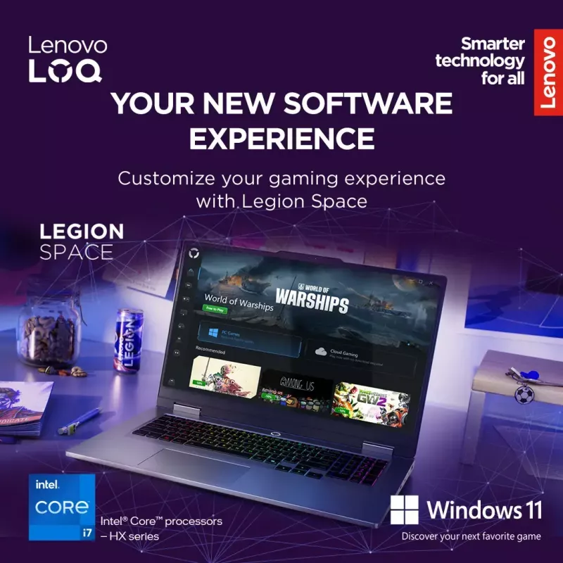 Nešiojamasis kompiuteris Lenovo LOQ 17IRX10 17,3 col. FHD IPS i7-13650HX 16GB DDR5 1TB SSD NVIDIA GeForce RTX 5060 8GB Windows 11 Home Luna Grey