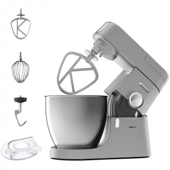 Stacionarus plaktuvas Kenwood Chef XL KVL4110S — 1200 W, 6,7 L nerūdijančio plieno dubuo, planetinis maišymas, trintuvas, sidabrinis