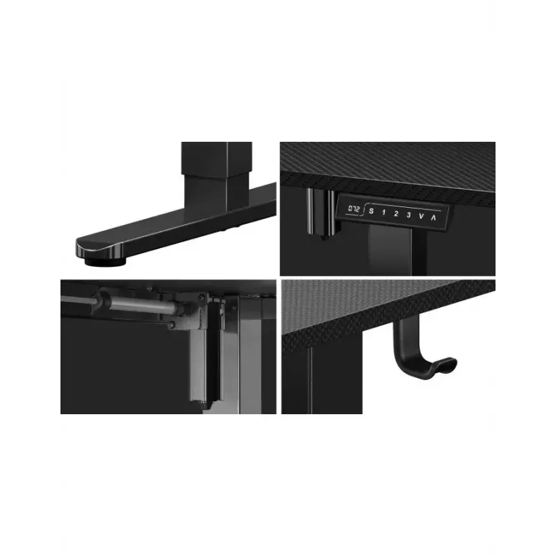 Tiesus žaidimų stalas Huzaro Hero 8.2 Juoda MDF stačiakampis 1200x600 mm, reguliuojamas aukštis 720–1180 mm, 80 kg apkrova
