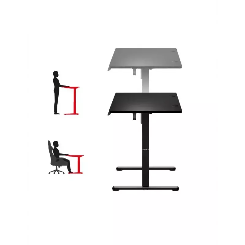 Tiesus žaidimų stalas Huzaro Hero 8.2 Juoda MDF stačiakampis 1200x600 mm, reguliuojamas aukštis 720–1180 mm, 80 kg apkrova