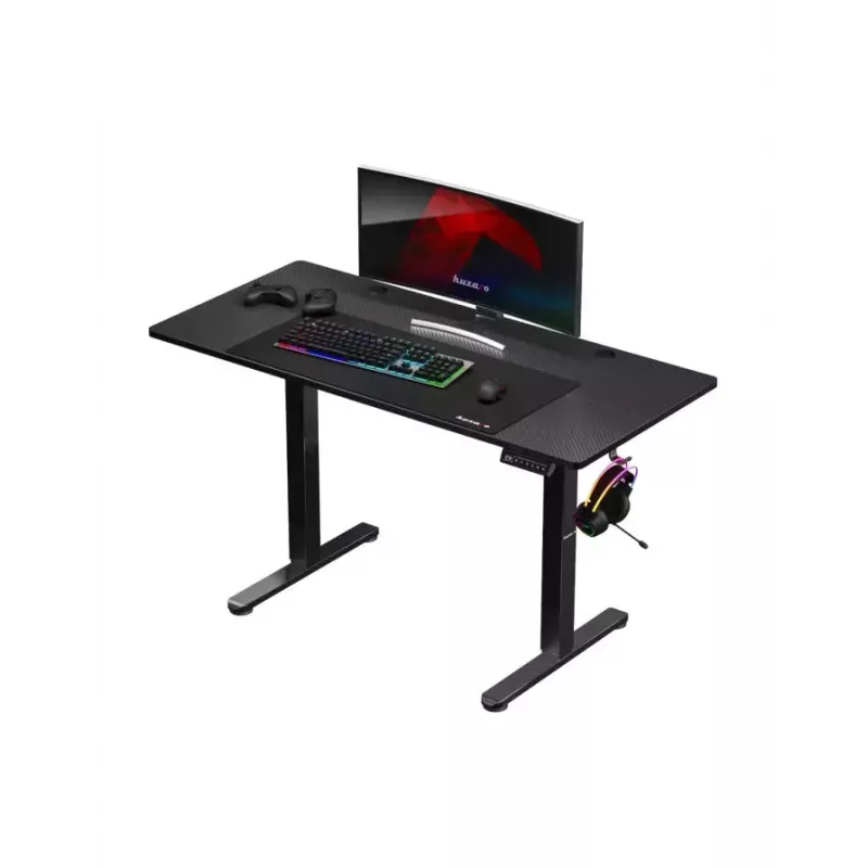 Tiesus žaidimų stalas Huzaro Hero 8.2 Juoda MDF stačiakampis 1200x600 mm, reguliuojamas aukštis 720–1180 mm, 80 kg apkrova