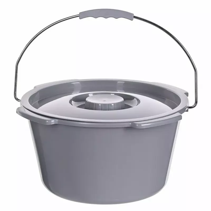Sulankstomas tualeto krėslas ANTAR su porankiais, dėtuvės dėžute, plieniniu rėmu, reguliuojamu aukščiu 35–50 cm, maksimali apkrova 120 kg, pilkas