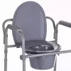 Sulankstomas tualeto krėslas ANTAR su porankiais, dėtuvės dėžute, plieniniu rėmu, reguliuojamu aukščiu 35–50 cm, maksimali apkrova 120 kg, pilkas
