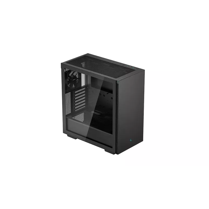 PC korpusas DeepCool CH510 Midi Tower Juoda — grūdintas stiklas, microATX/ATX, palaiko 360 mm priekinius/viršutinius radiatorius, maks. GPU 38 cm, PSU apačioje, 7 išplėtimo lizdai
