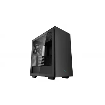 PC korpusas DeepCool CH510 Midi Tower Juoda — grūdintas stiklas, microATX/ATX, palaiko 360 mm priekinius/viršutinius radiatorius, maks. GPU 38 cm, PSU apačioje, 7 išplėtimo lizdai