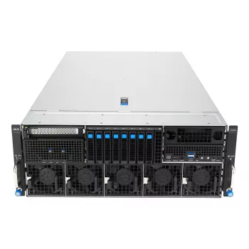 Stovo serveris ASUS ESC8000A-E13 (4U) sidabrinis — LGA 6096, AMD EPYC, DDR5, iki 3 TB, 24 DIMM, 2× CPU, 3200 W maitinimo blokas