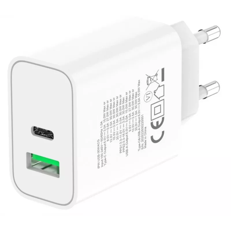 Techly IPW-USB-30WACG mobilusis įkroviklis Universalus Balta AC Greitas įkrovimas Vidinis