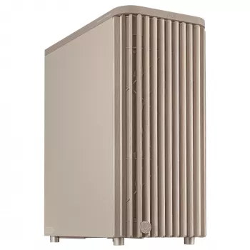 PC korpusas ASUS ProArt PA401 Wood Edition smėlio spalvos — vidutinio dydžio bokštas, metalinis priekinis skydelis