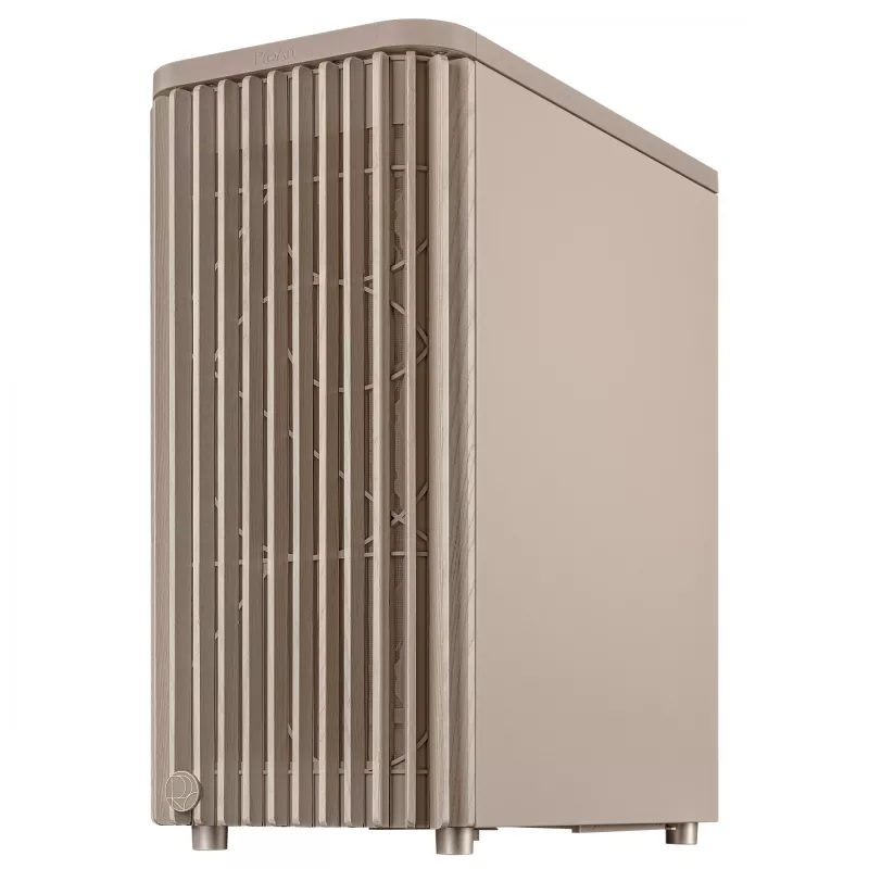 PC korpusas ASUS ProArt PA401 Wood Edition smėlio spalvos — vidutinio dydžio bokštas, metalinis priekinis skydelis