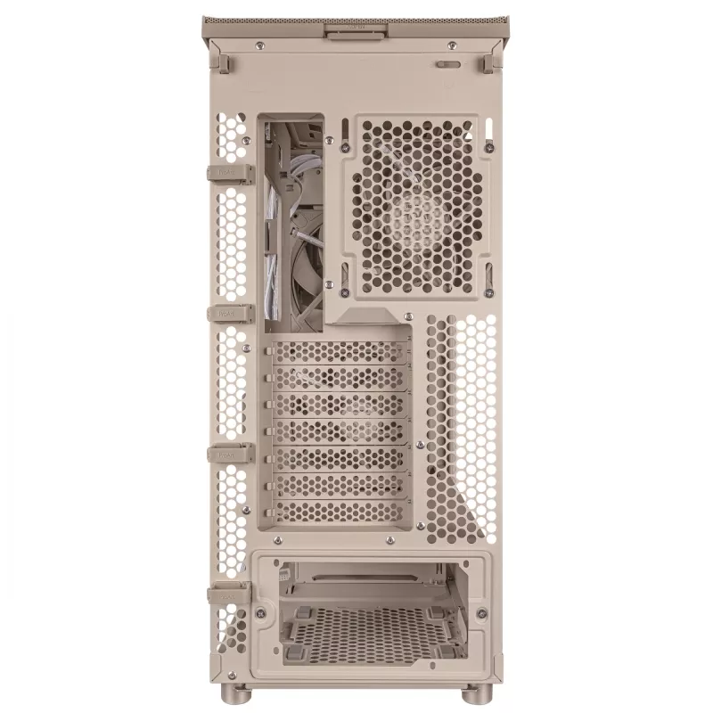 PC korpusas ASUS ProArt PA401 Wood Edition smėlio spalvos — vidutinio dydžio bokštas, metalinis priekinis skydelis