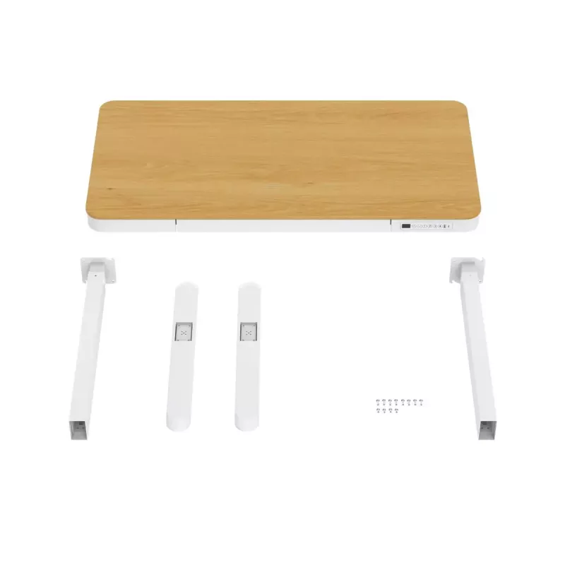 Elektrinis aukščio reguliavimo stalas ActiveJet ET119W-C 140x70 cm — 1 variklis, aukštis 725–1225 mm, balta/ąžuolas