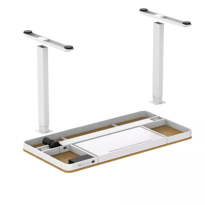Elektrinis aukščio reguliavimo stalas ActiveJet ET119W-C 140x70 cm — 1 variklis, aukštis 725–1225 mm, balta/ąžuolas