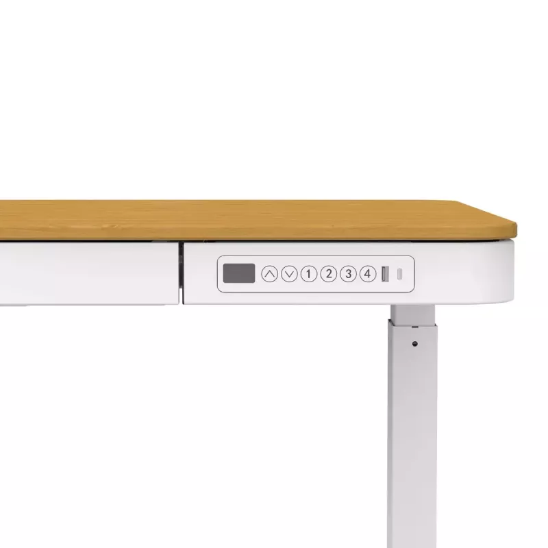 Elektrinis aukščio reguliavimo stalas ActiveJet ET119W-C 140x70 cm — 1 variklis, aukštis 725–1225 mm, balta/ąžuolas