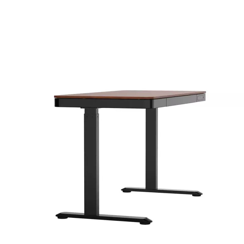 Stalas ActiveJet ET119W-C elektrinis reguliuojamo aukščio stalas 140x70 cm juoda/riešutmedžio spalva su USB-A ir USB-C prievadais
