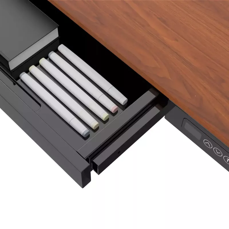 Stalas ActiveJet ET119W-C elektrinis reguliuojamo aukščio stalas 140x70 cm juoda/riešutmedžio spalva su USB-A ir USB-C prievadais