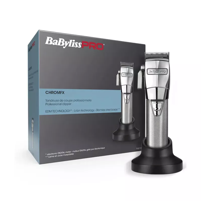 Belaidis kirpimo aparatas „BaByliss PRO FX8700E“ – chromuotas, įmontuota baterija, 120 min. veikimo laikas, 6300 aps./min.