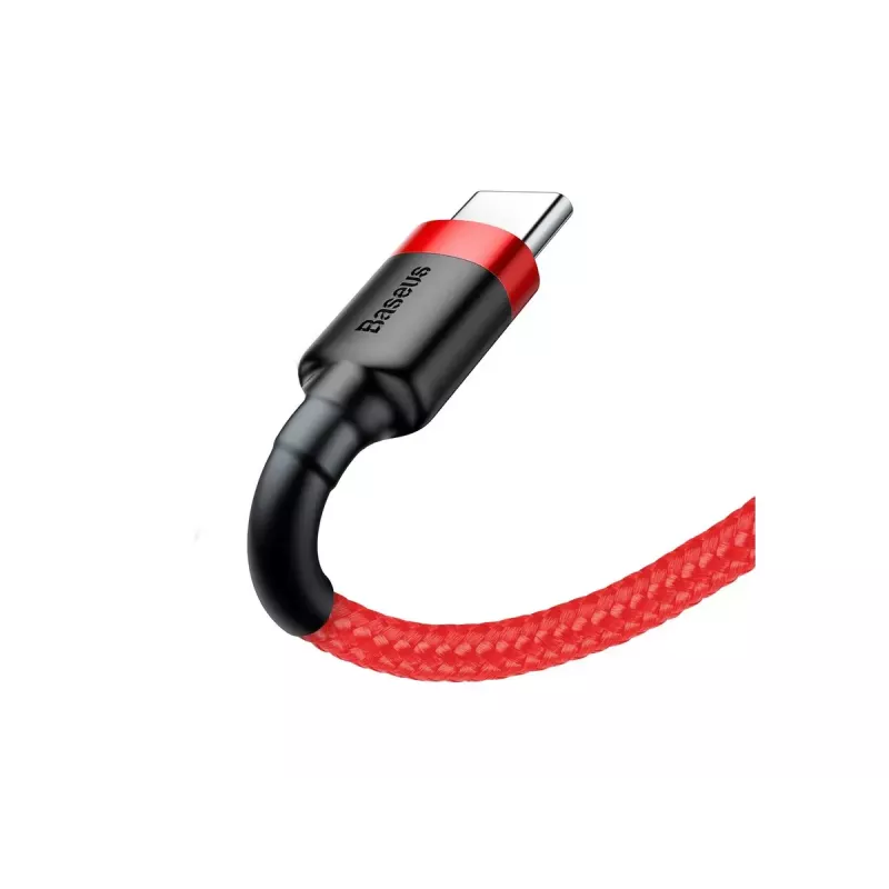 USB-A – USB-C laidas Baseus Cafule — USB 2.0 A→C, QC3.0 įkrovimo palaikymas, nailono pynė, raudona