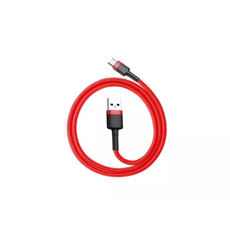 USB-A – USB-C laidas Baseus Cafule — USB 2.0 A→C, QC3.0 įkrovimo palaikymas, nailono pynė, raudona