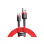USB-A – USB-C laidas Baseus Cafule — USB 2.0 A→C, QC3.0 įkrovimo palaikymas, nailono pynė, raudona
