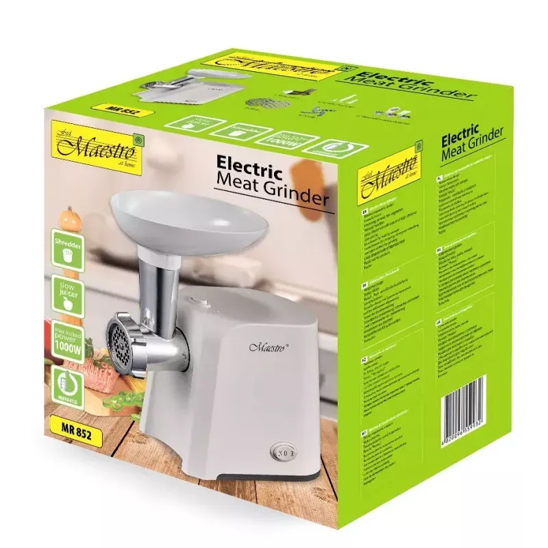 Mėsmalė Maestro MR852, 1000 W, balta, nerūdijančio plieno peilis, atbulinė funkcija