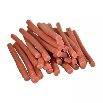 Šunų skanėstas PETITTO Salmon Kabanos 500 g — lašišos kabanosų stiliaus užkandis šunims